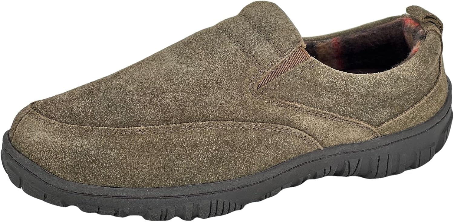 

Мужские тапочки Clarks с верхом из замши SAB30194A - закрытая задняя часть с двойной резинкой и съемной стелькой - домашние тапочки для мужчин для использования дома и на улице