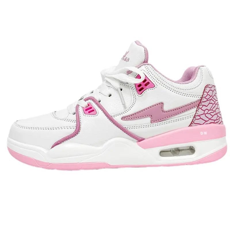 

Низкие кроссовки для скейтбординга для детей и подростков с амортизацией ударов и износостойкостью D&W, белый/розовый