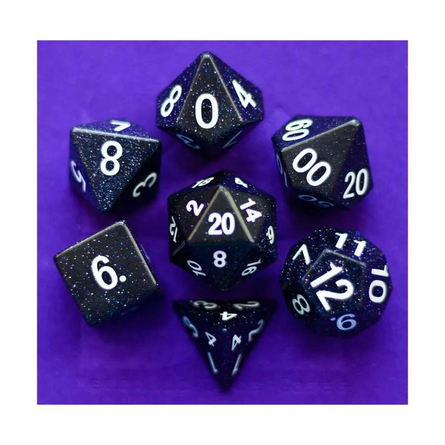

Синий песчаник — полноразмерный набор многогранников (7), Gemstone Dice (Metallic Dice Games)