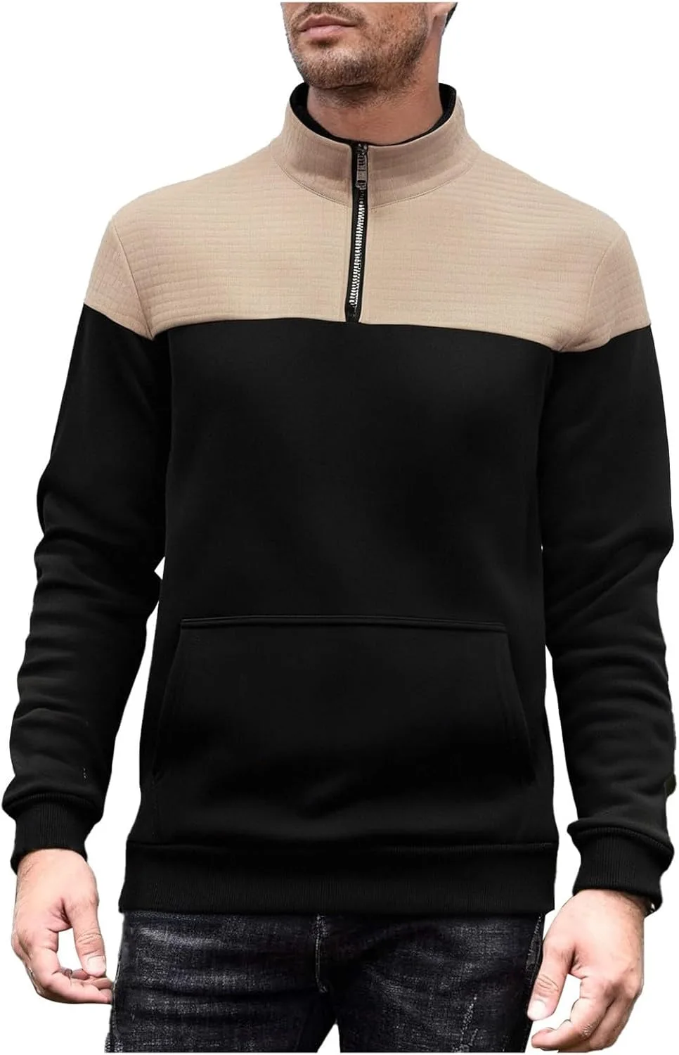 

Мужской тонкий пуловер с четвертью молнией — легкий трикотажный свитер для офиса и выходных