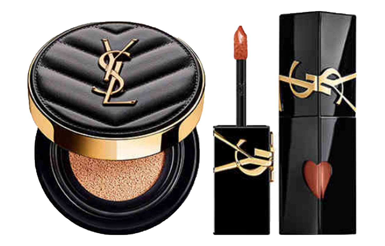 SAINT LAURENT Кожаный Air Cushion черный тюбик блеск для губ наборы макияжа натуральный тон лица осветление тона кожи 14g+5.5ml — фото 4