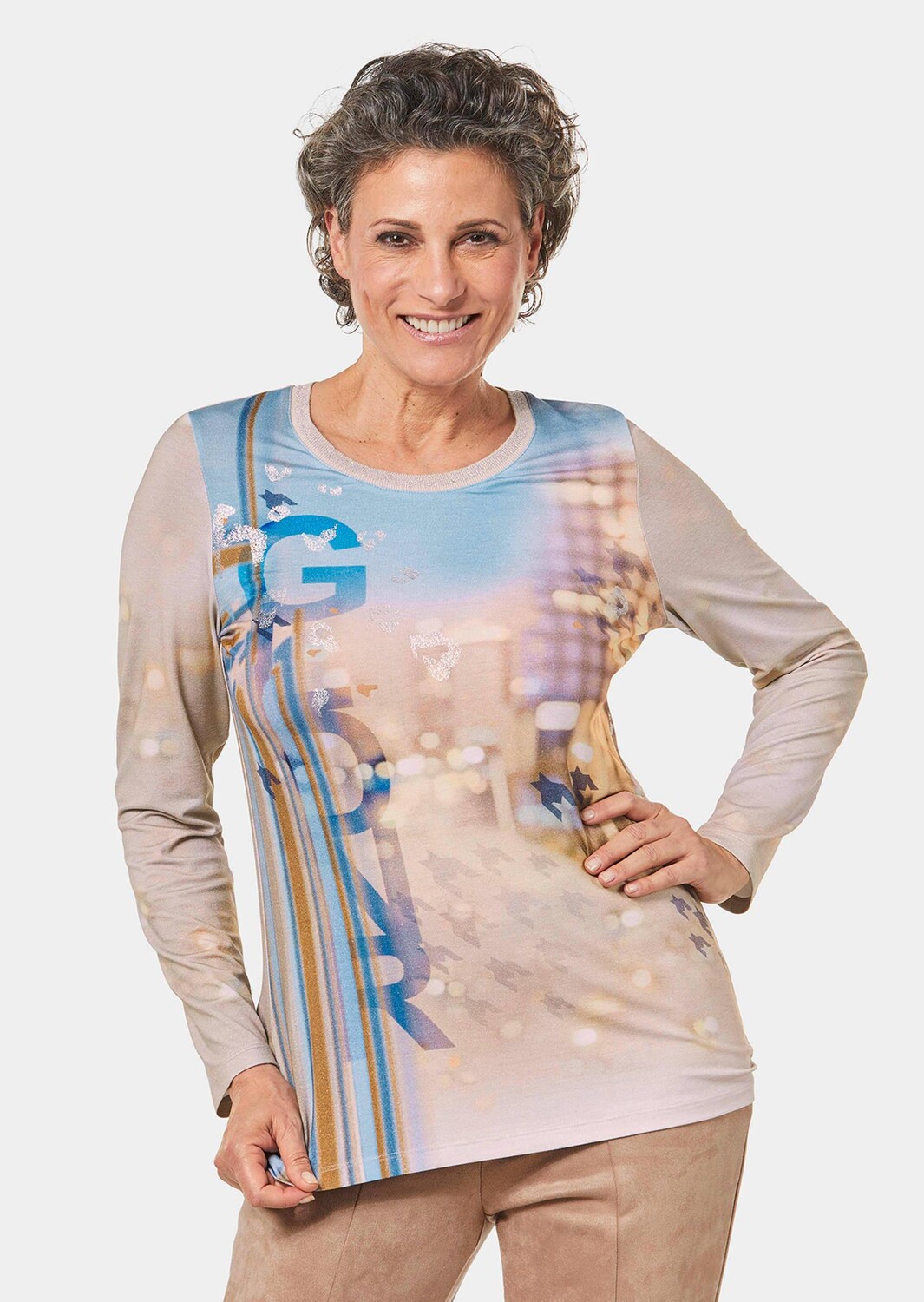 

Рубашка GOLDNER Druckshirt, цвет hellblau/gemustert