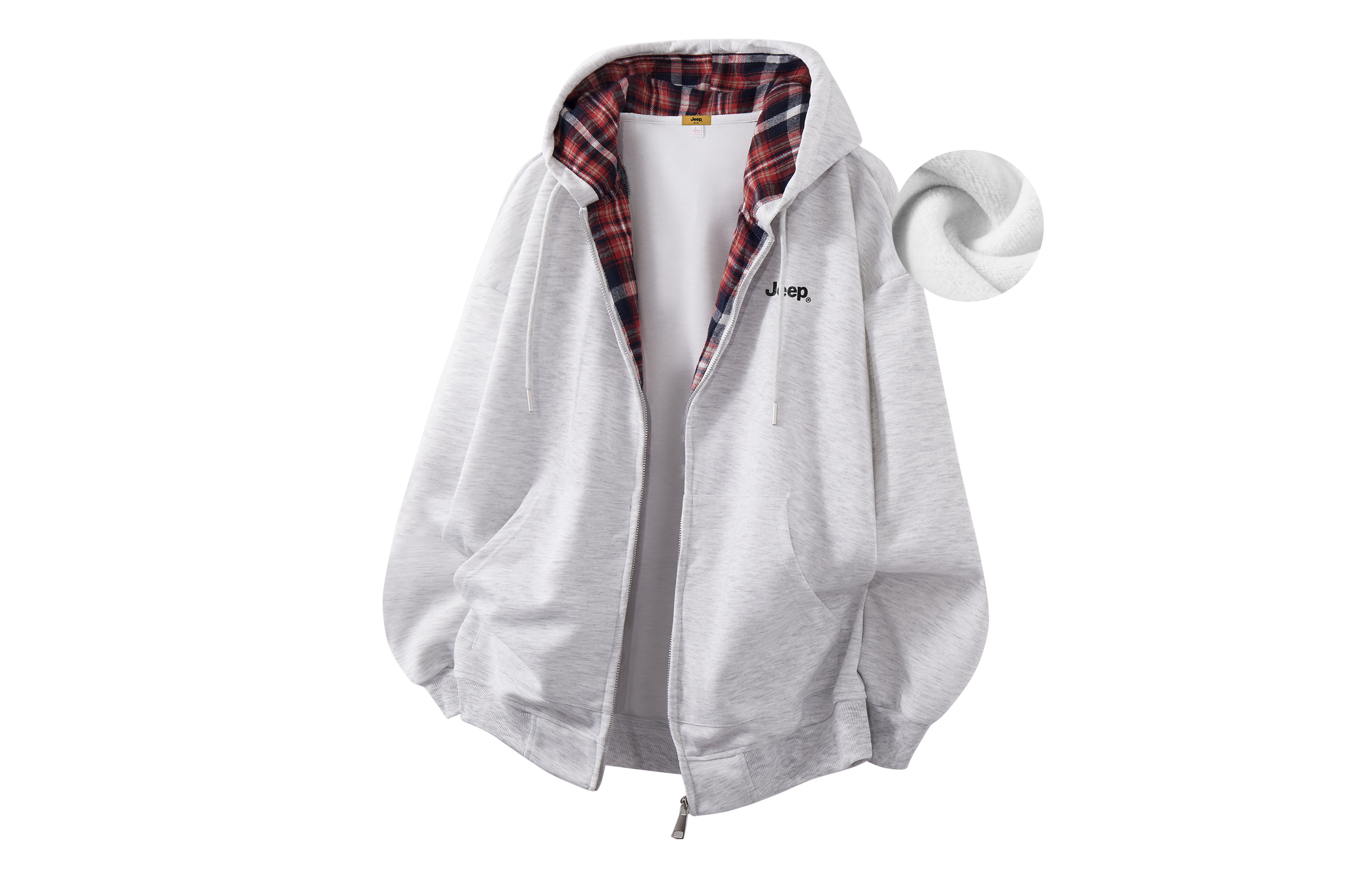 

Толстовка Unisex Hooded Moderate Cardigan Jeep, heather серый (fleece-lined)