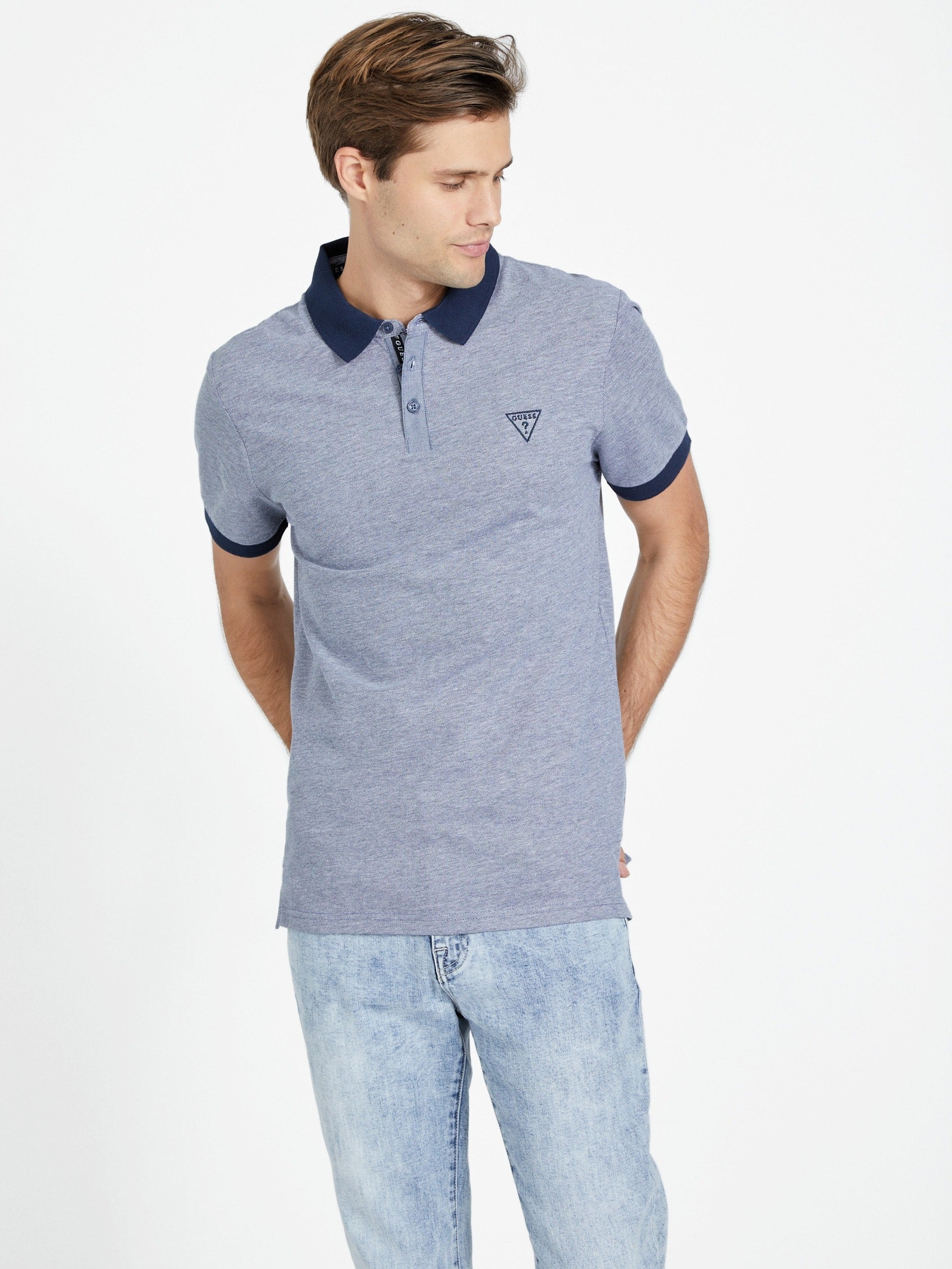 

Финн Марлед Поло Guess Factory, цвет blackened blue multi