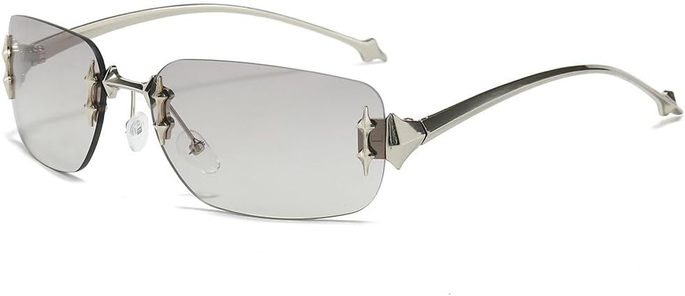 

Безободковые квадратные солнцезащитные очки черного цвета с градиентным переходом цвета, модные, в стиле панк, с металлическим оправой, защита от УФ-излучения UV400 WNCKSQ, C3