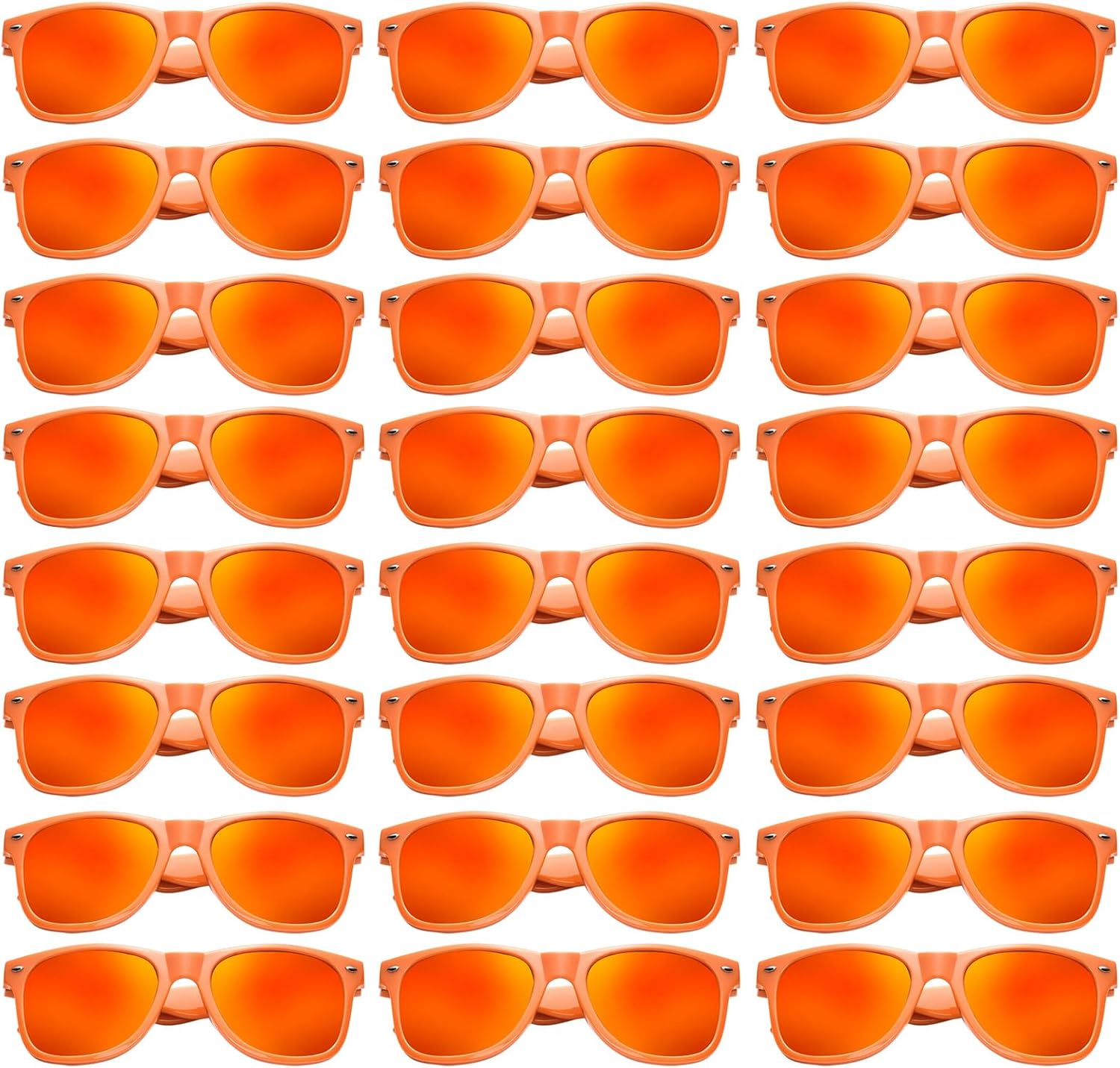 

Оптовая продажа 12/24 разноцветных солнцезащитных очков с зеркальным покрытием, неоновые солнцезащитные очки в стиле 80-х/90-х, сувениры для вечеринок, унисекс Geopty, 24 Orange