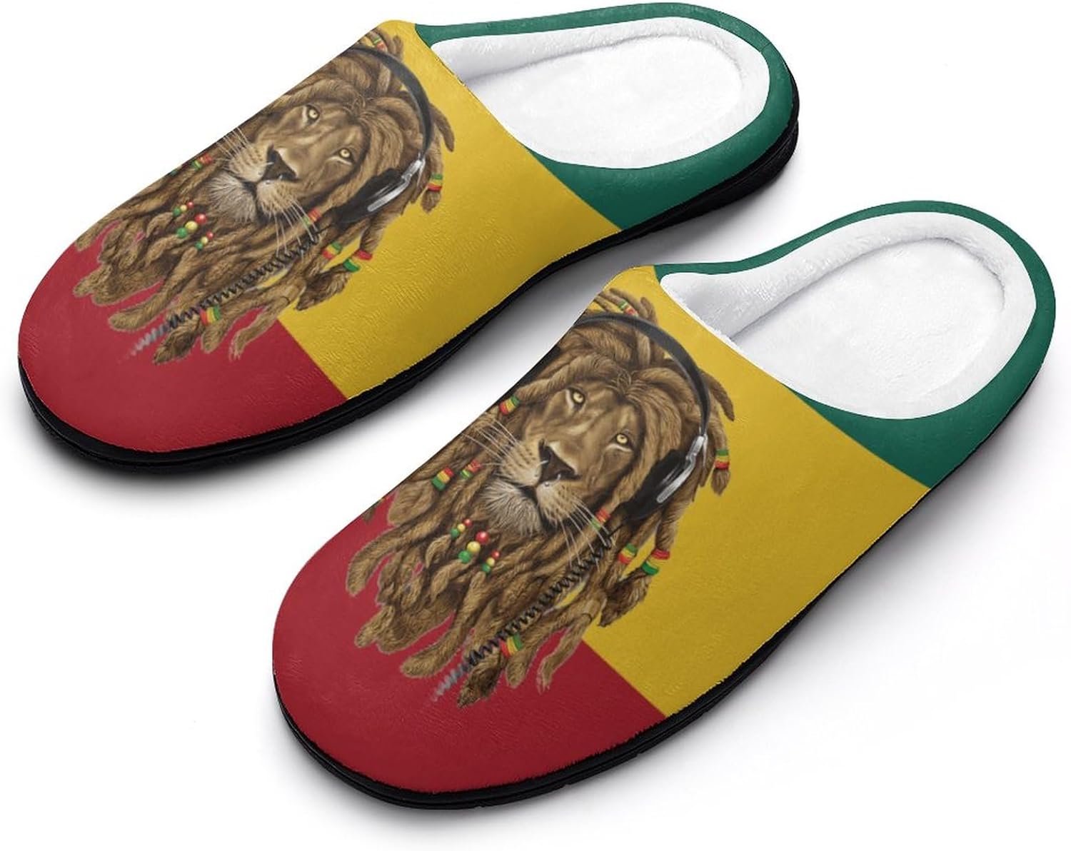 

Львиный флаг, регги, раста, зеленый, желтый, красный, искусство, мужские и женские тапочки, пушистые, теплые, хлопковые, противоскользящие, зимние домашние тапочки Xnchdk