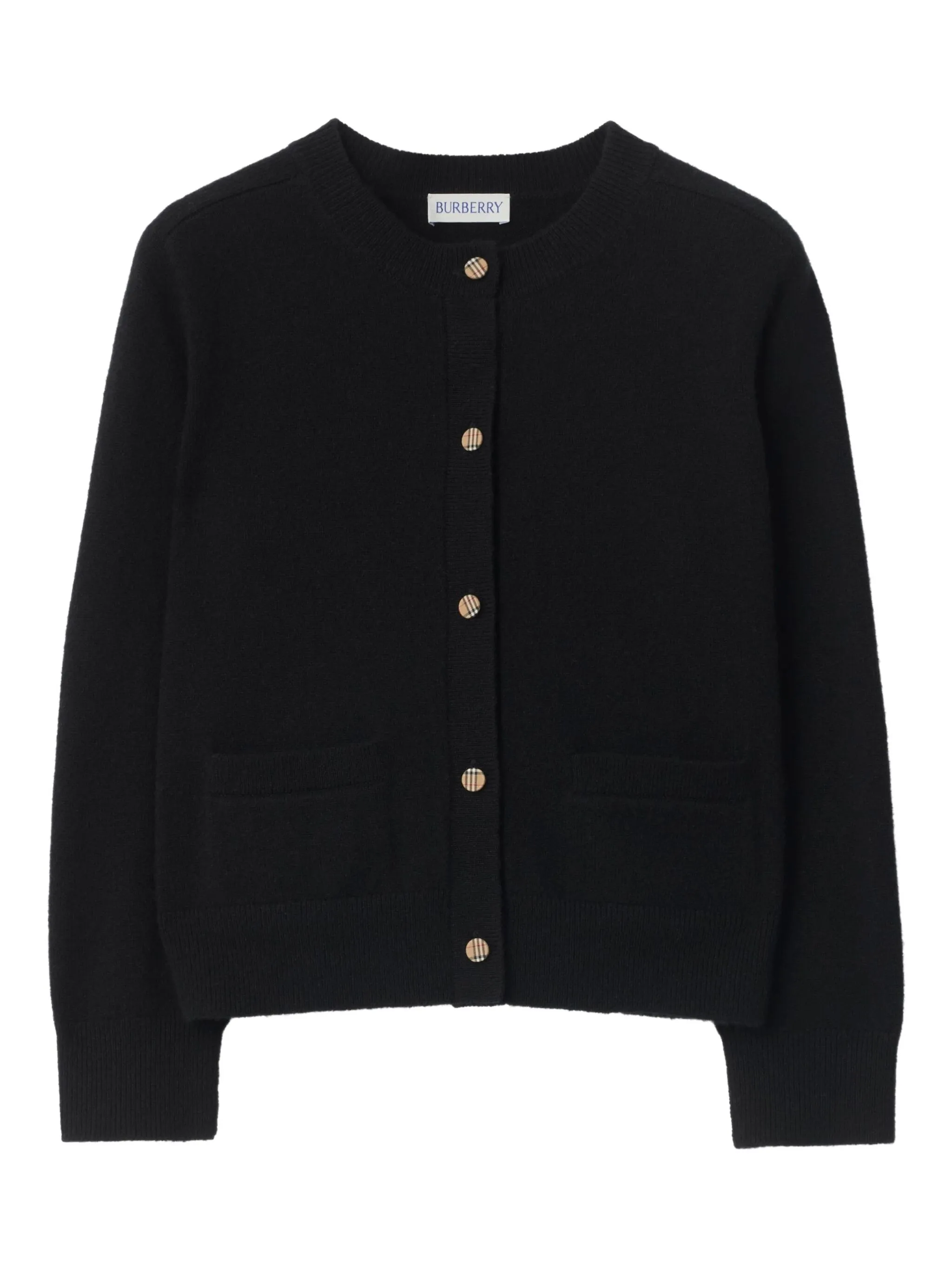 

Кардиган с заплатками на локтях в клетку Burberry Kids, черный