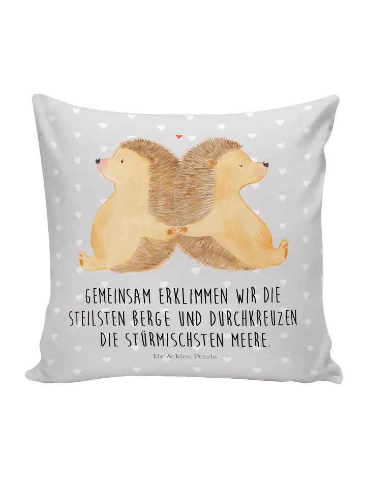 

Подушка Mr & Mrs Panda 40x40 Igel händchenhaltend, пастельно-серый