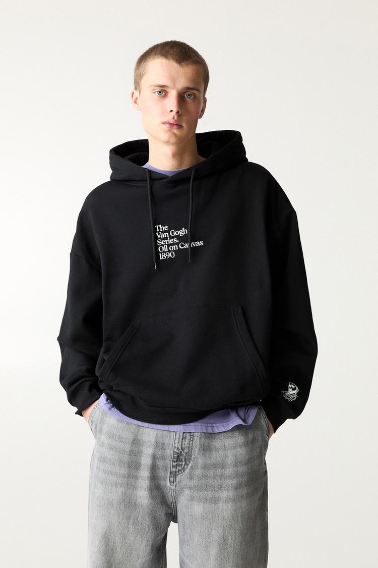 

Толстовка с капюшоном Ван Гога Pull And Bear, черный