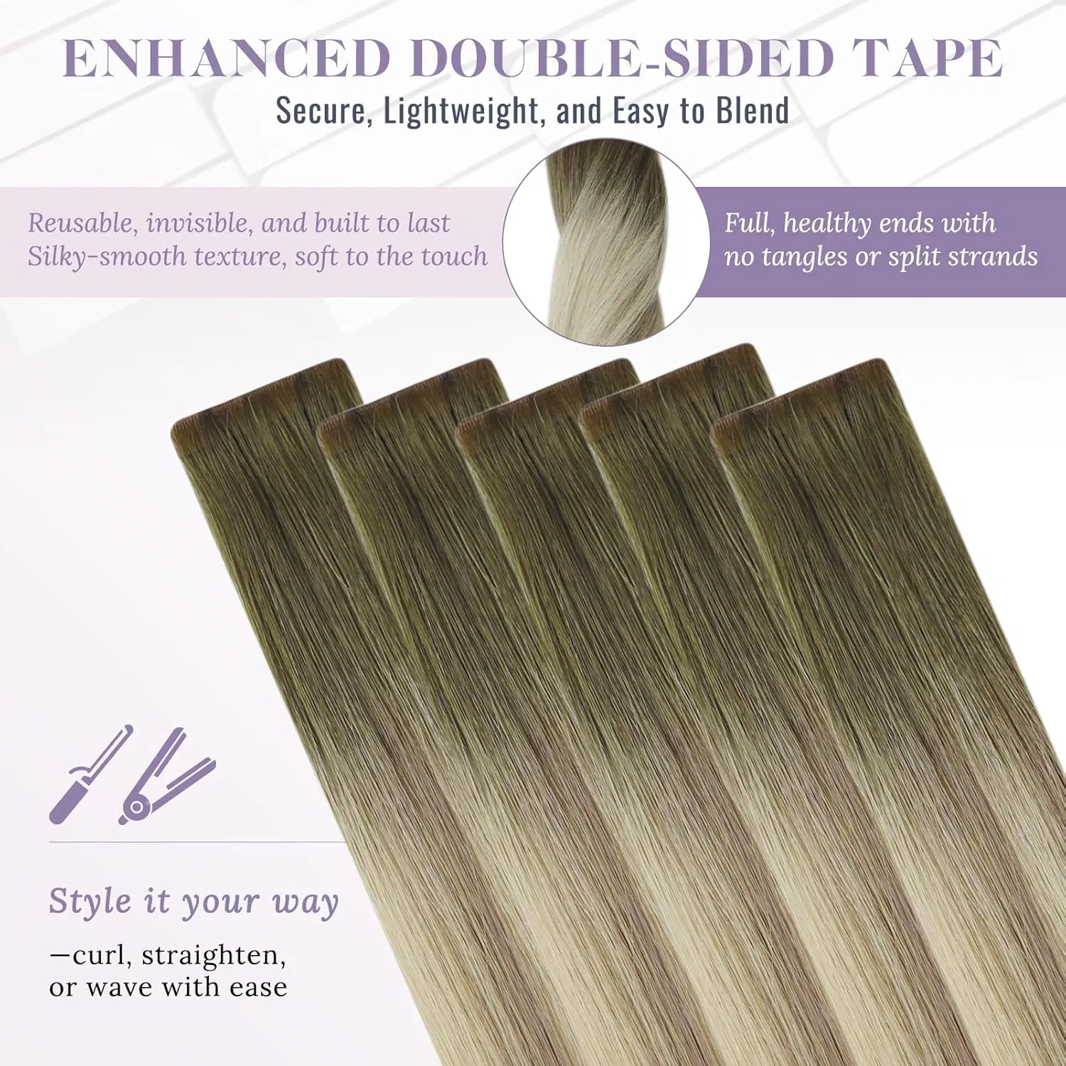 Наращивание волос Fshine Real Hair Tape Extensions, 35 см Fshine — фото 4