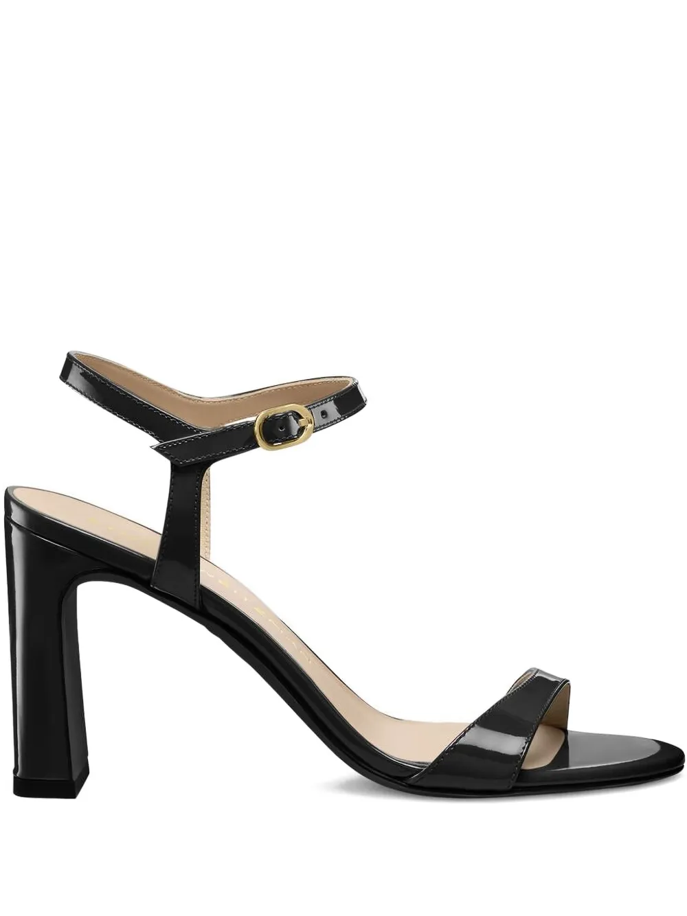 Сандалии из лакированной кожи с ремешком на щиколотке Stuart Weitzman, черный