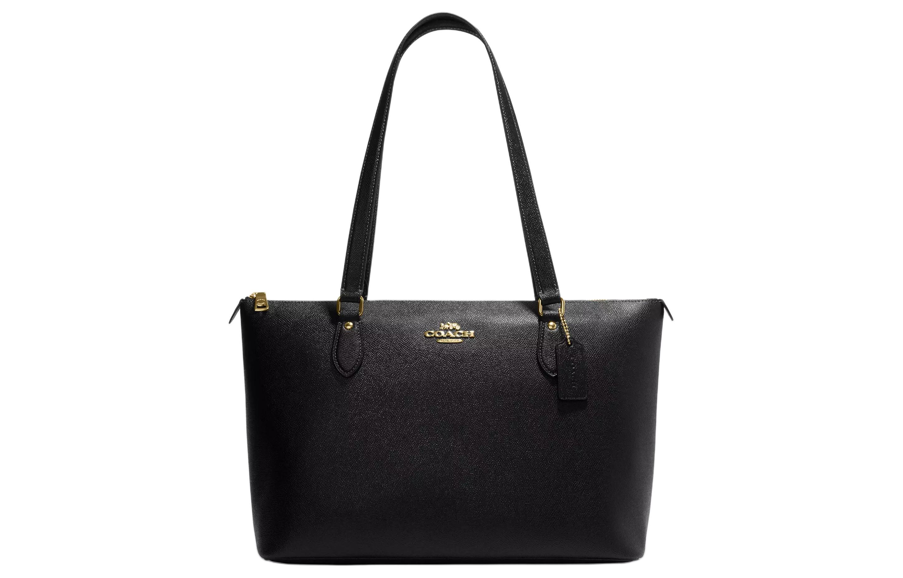 

Сумка-тоут Coach Gallery Cross Grain из кожи, шоппер, через плечо, женская, черная