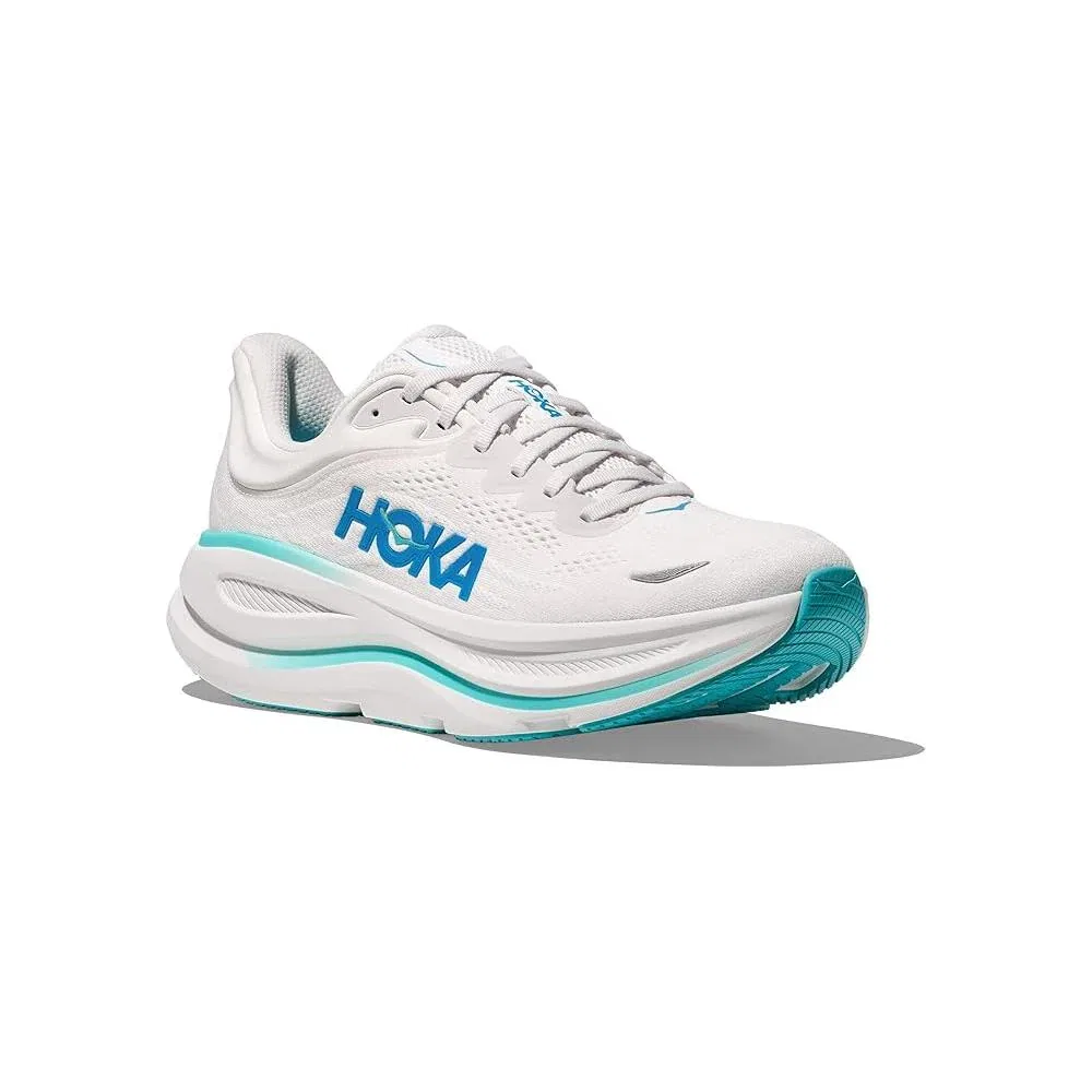 Мужские беговые кроссовки Hoka Bondi 9 - бело-синие — фото 2