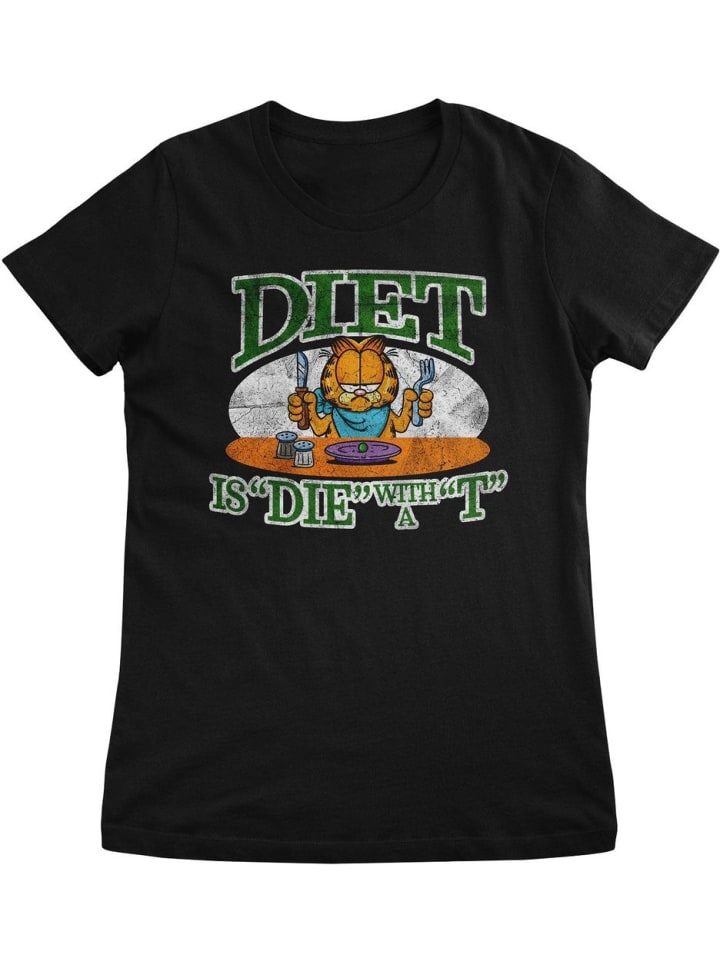 

Garfield Футболка "Diet is "Die" With a "T" Girly Tee" черного цвета, Черный, Garfield Футболка "Diet is "Die" With a "T" Girly Tee" черного цвета