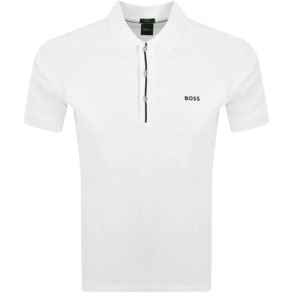 

Мужская рубашка-поло Hugo Boss Paddy 2 с коротким рукавом и полосками, белая