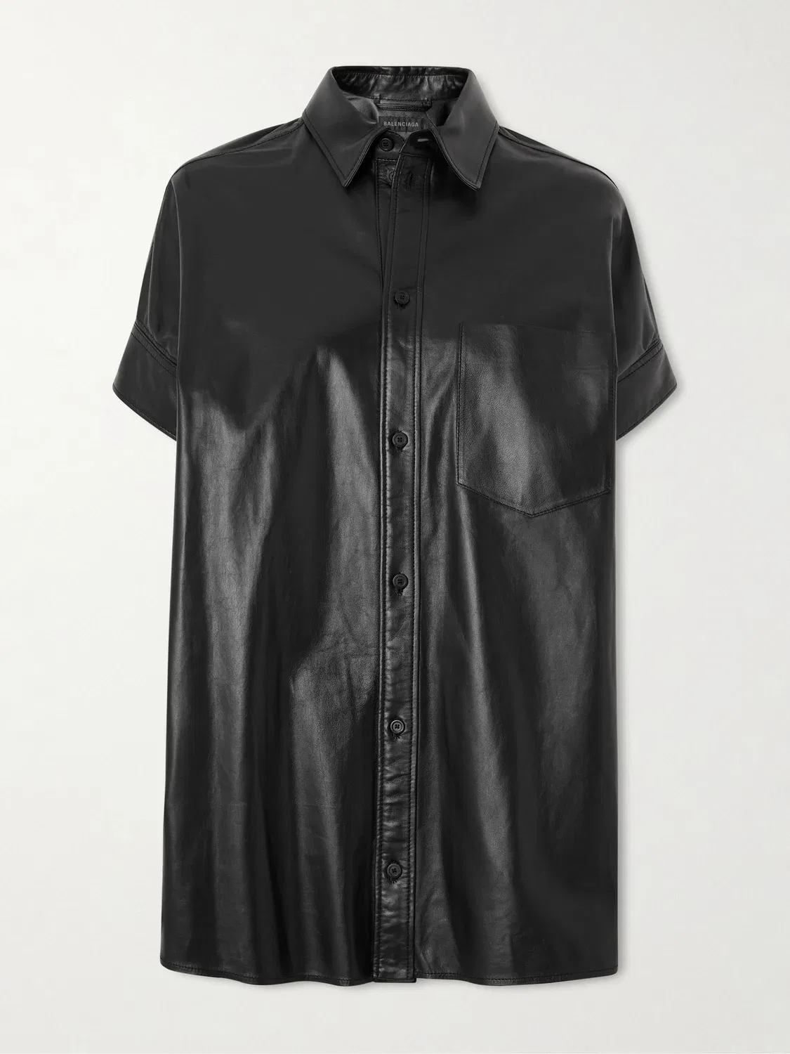 Кожаная рубашка BALENCIAGA, черный
