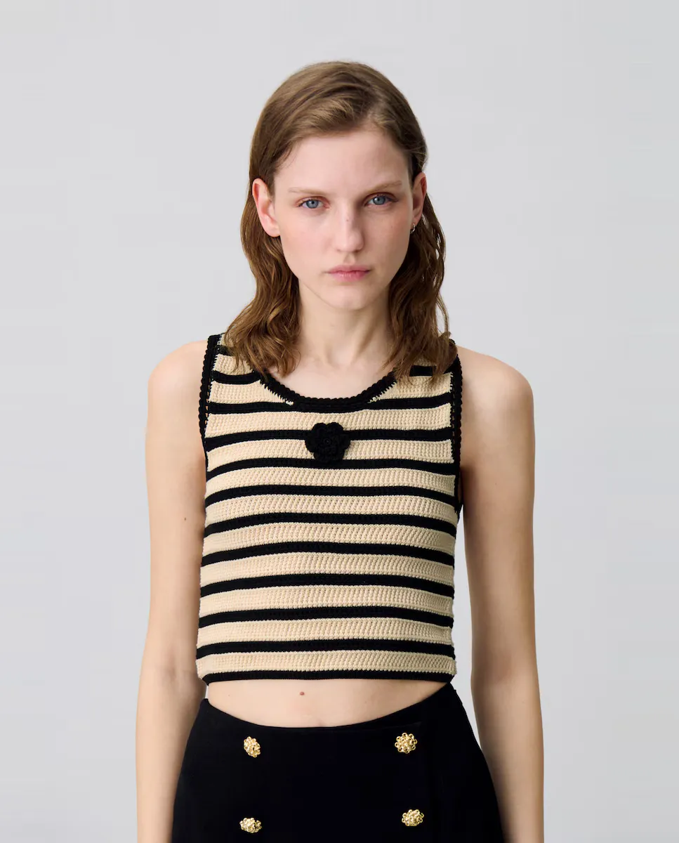 

Женский топ из кружева в полоску Claudie Pierlot, черный
