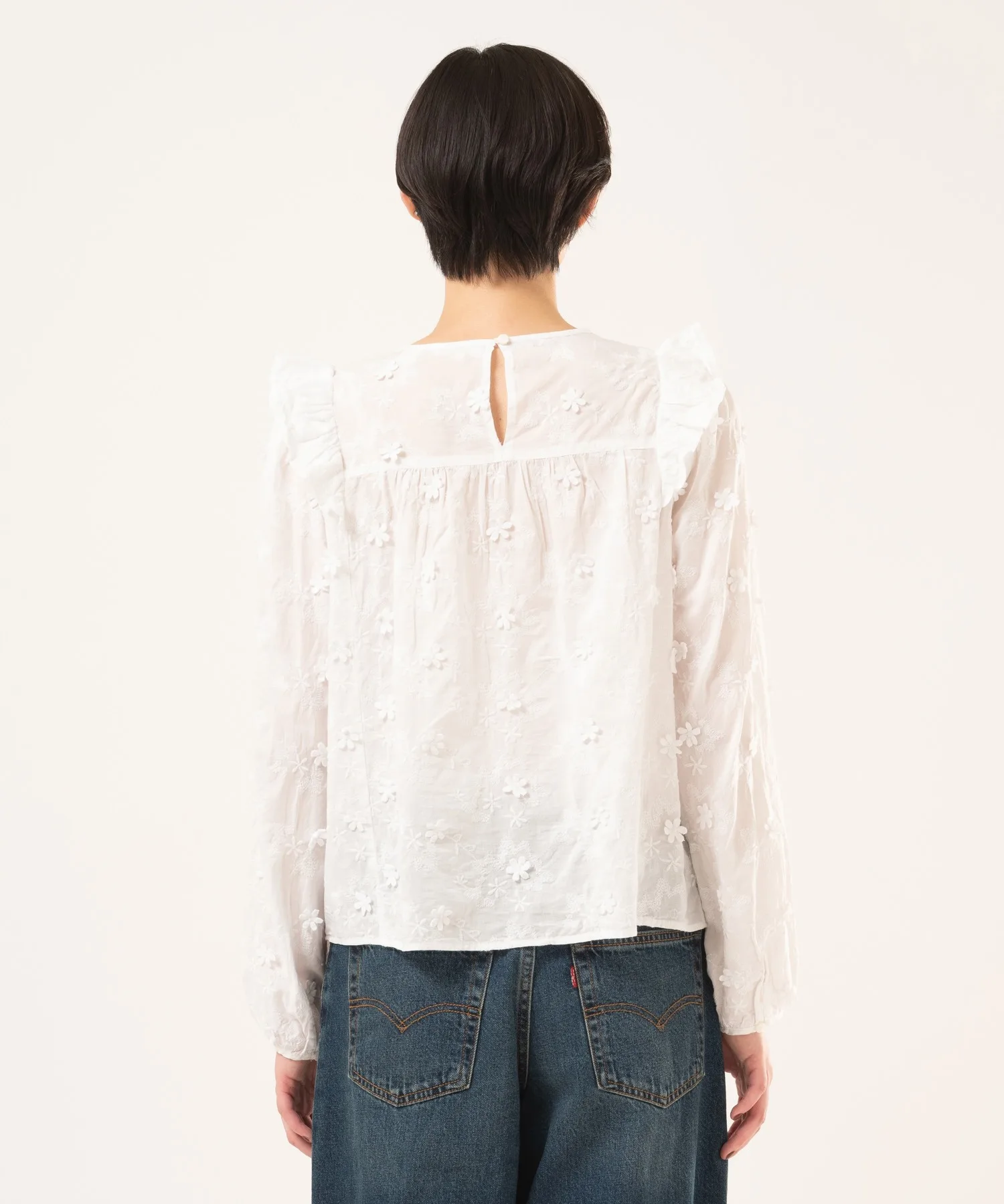 Женская блузка с фриволите Levi's MALLORY белая — фото 3