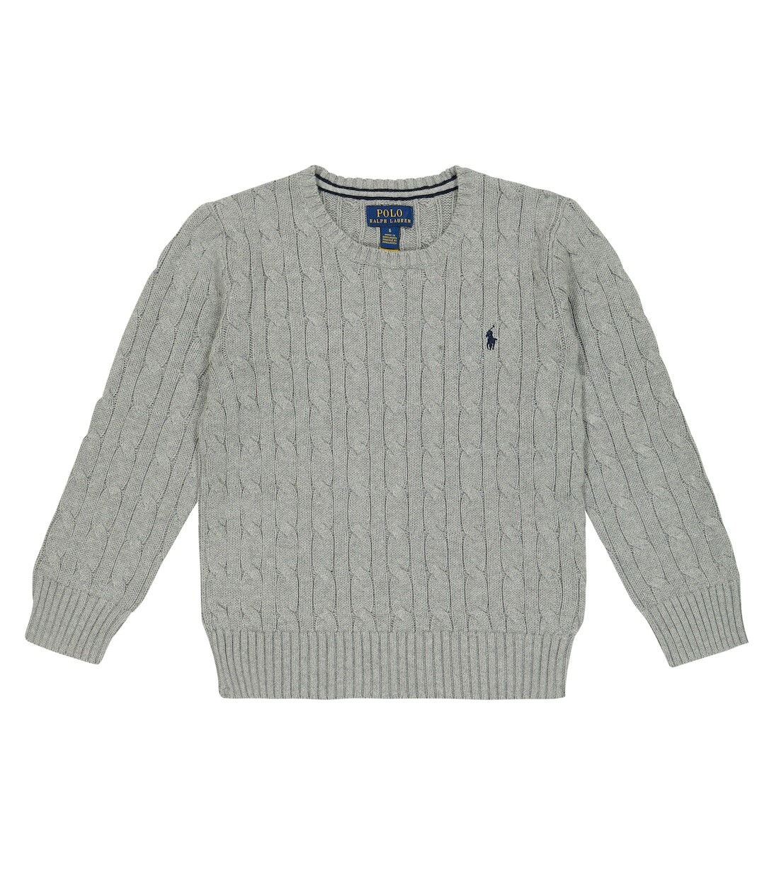 

Хлопковый свитер косой вязки Polo Ralph Lauren, серый