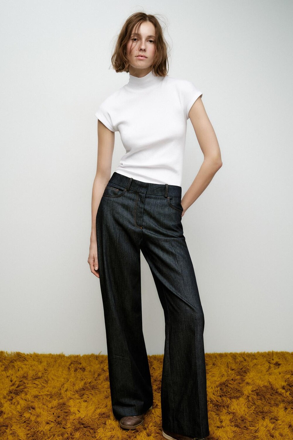 

Джинсы прямого кроя с высокой талией z1975 ZARA, синий