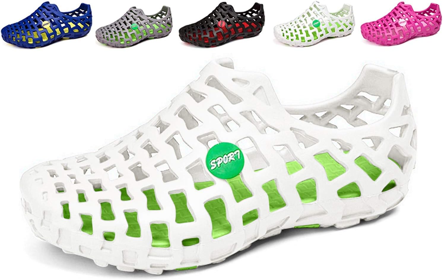 

Водные туфли Asifn для женщин и мужчин, сандалии, пляжная обувь, повседневная пляжная обувь, сетчатая, для активного отдыха на улице, массажные, белый/зеленый
