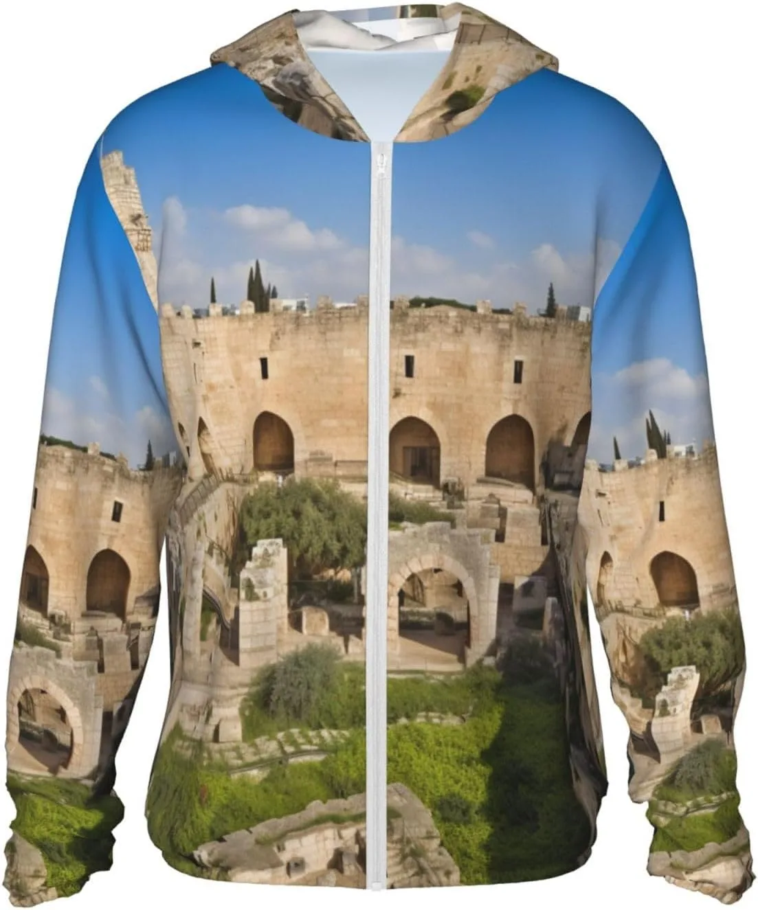 

UPF 50+ худи для защиты от солнца в Израиле у Башни Давида, быстросохнущий лонгслив HCBPWVQA