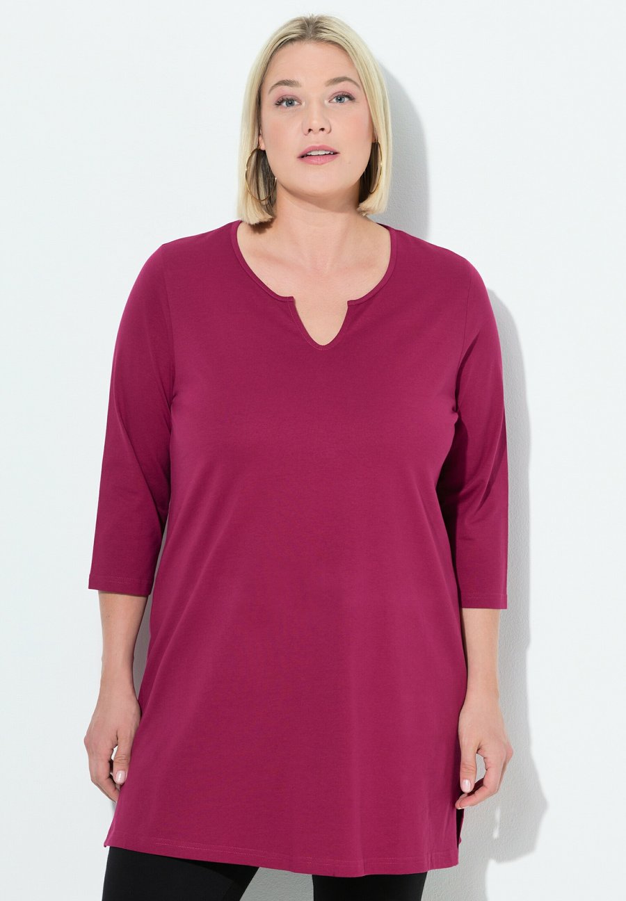 

Топ Ulla Popken NOTCH 3/4 SLEEVE , Burgundy/Bordeaux