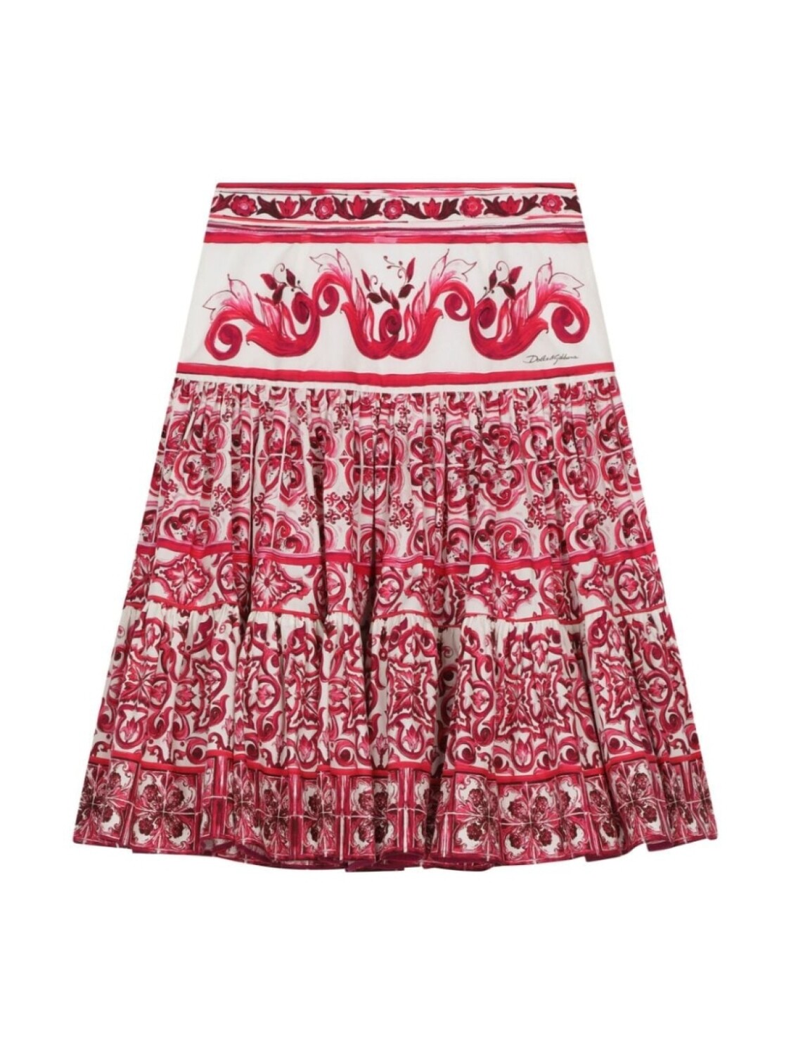 

Dolce & Gabbana поплиновая юбка с принтом Majolica, белый