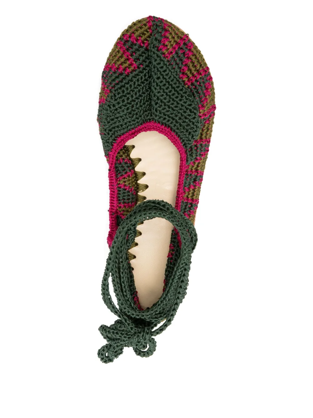 Балетки в технике кроше со шнуровкой SLO_HAND_MADE, зеленый — фото 4