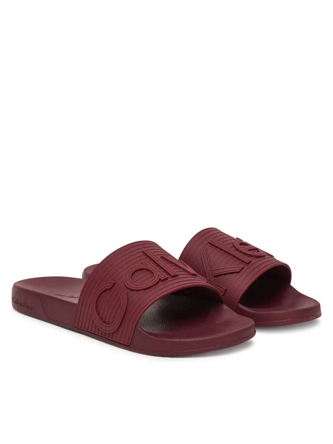 Calvin Klein Мюли Nemo - Contoured Emblem Logo Sliders HM0HM02113, темно-красные — фото 2