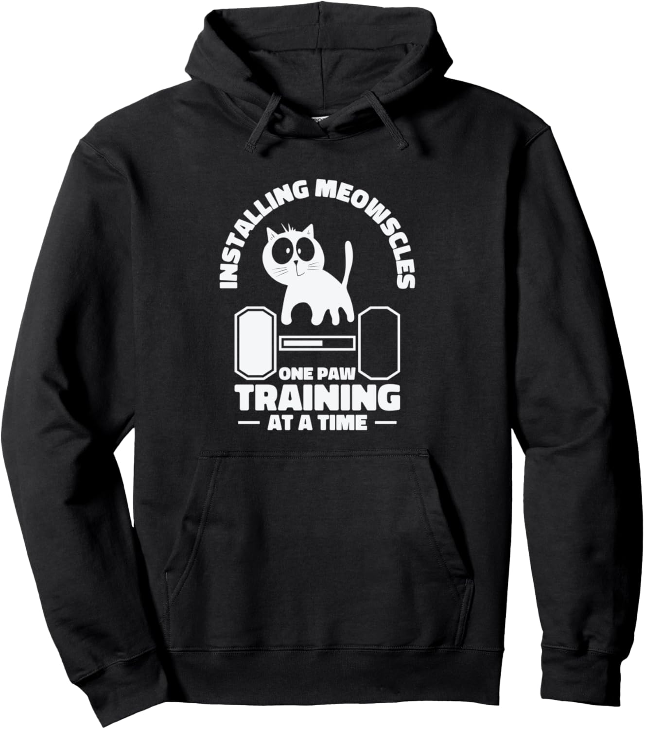 

Толстовка с капюшоном для занятий в спортзале, для владельцев домашних животных, занимающихся тяжелой атлетикой и поднятием тяжестей, черная Installing Meowscles One Paw Training At A Time