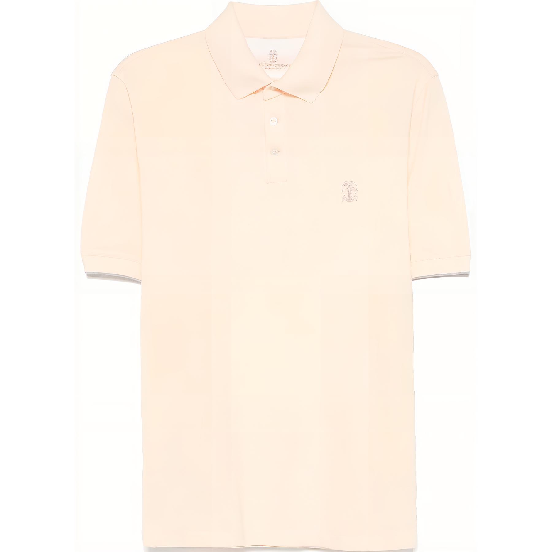 

Детализированная поло с коротким рукавом Logo Brunello Cucinelli, светло-оранжевый