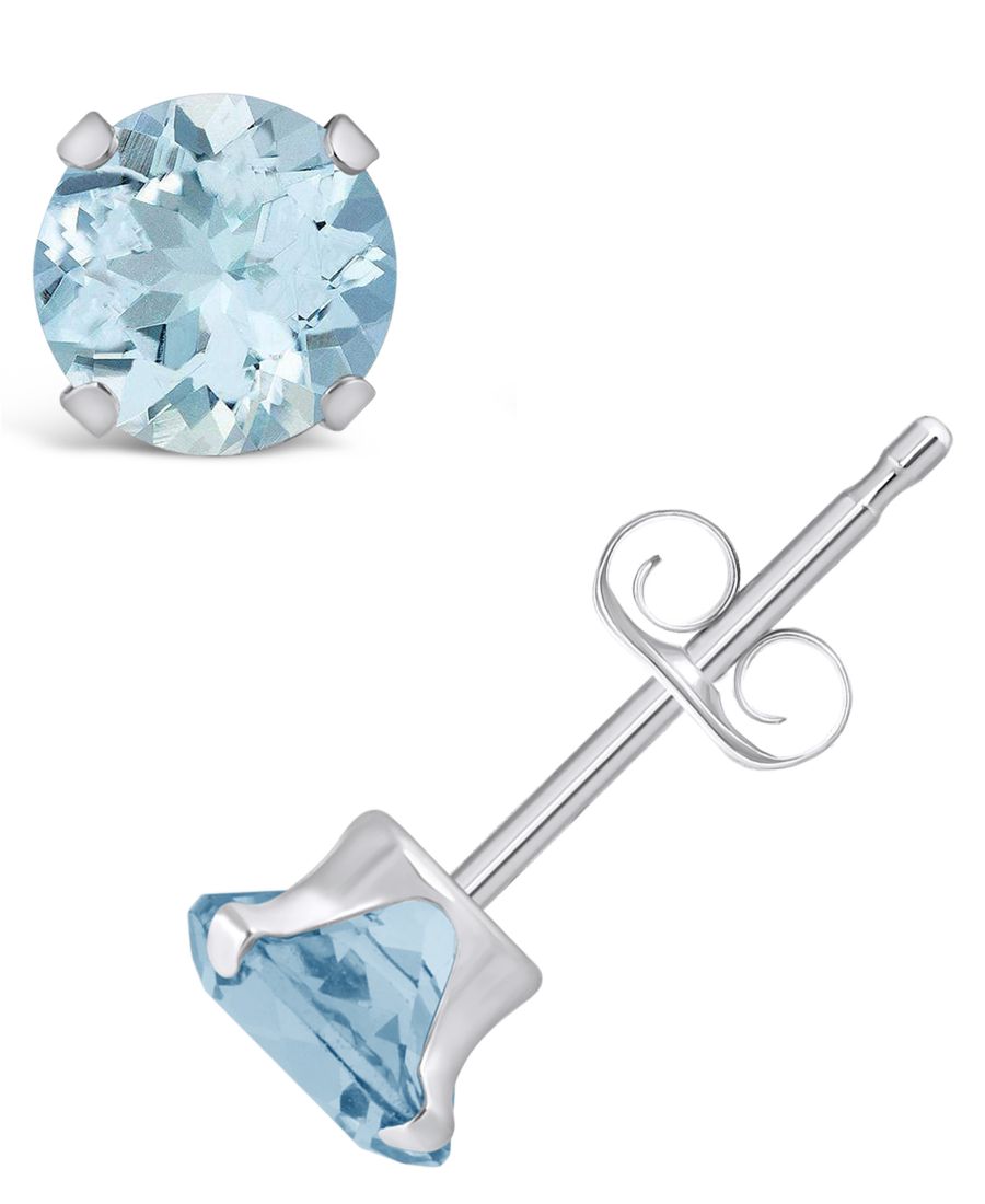 

Серьги-гвоздики с драгоценными камнями из белого золота 10 карат Macy's, Aquamarine