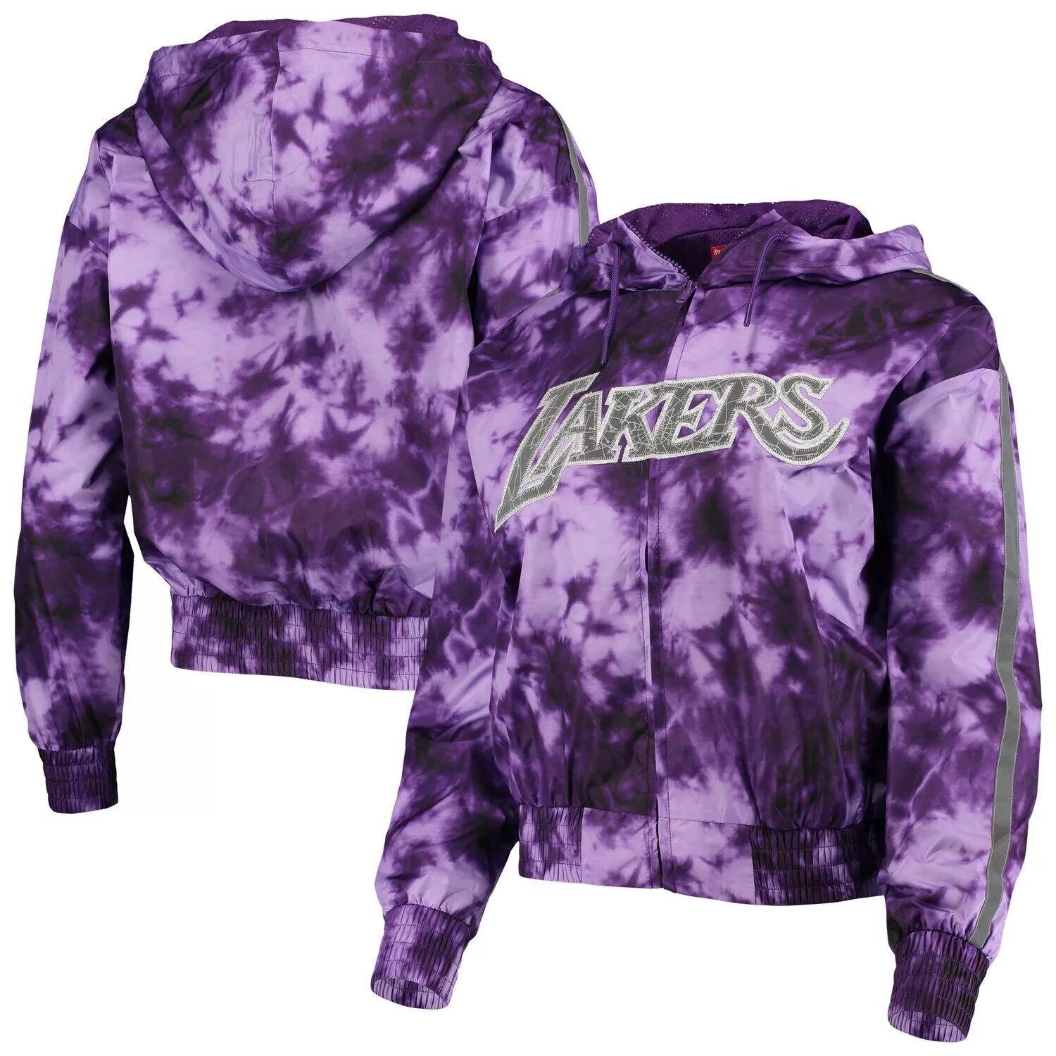 

Женская ветровка Mitchell & Ness Purple Los Angeles Lakers Galaxy с сублимированной ветровкой и толстовкой с молнией во всю длину