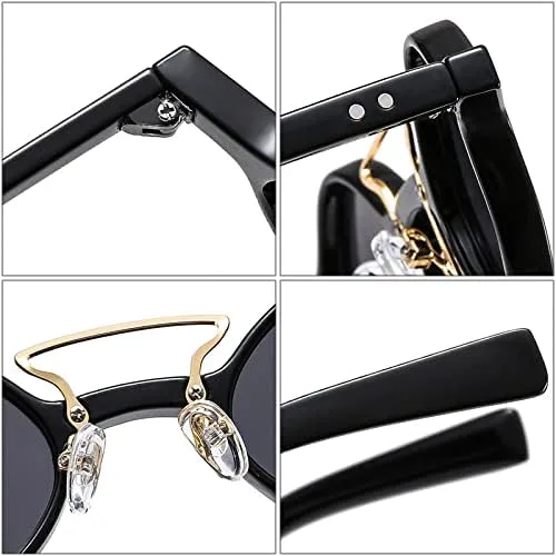 

Женские ретро солнцезащитные очки квадратные, двойная перемычка, прозрачные линзы цвета океана, UV400. Мужские панк солнцезащитные очки с заклепками, Black Grey