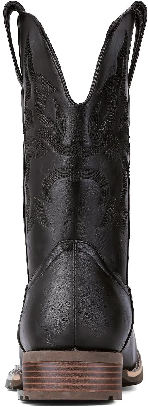 

Мужские ковбойские сапоги Suokdil - мужские вестерн-сапоги с вышивкой, противоскользящей квадратной носочной частью, массивным каблуком, прочная и модная ретро-классика для весны и осени, черный