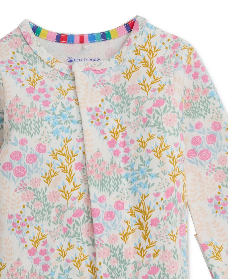 Детские хлопковые комбинезоны с закрытыми ножками, 2 шт Magnetic Me, Pink/Floral — фото 4
