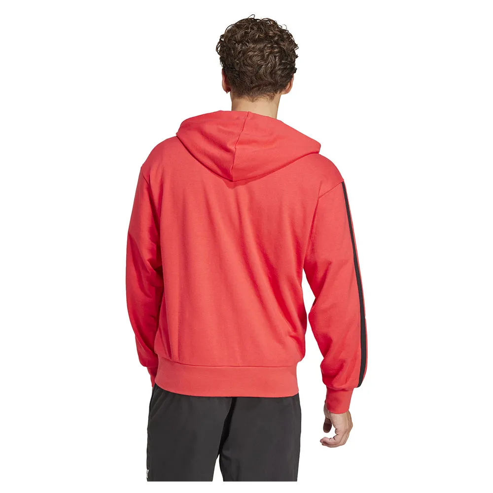 Толстовка adidas Essentials 3 Stripes French Terry full zip, красный — фото 2