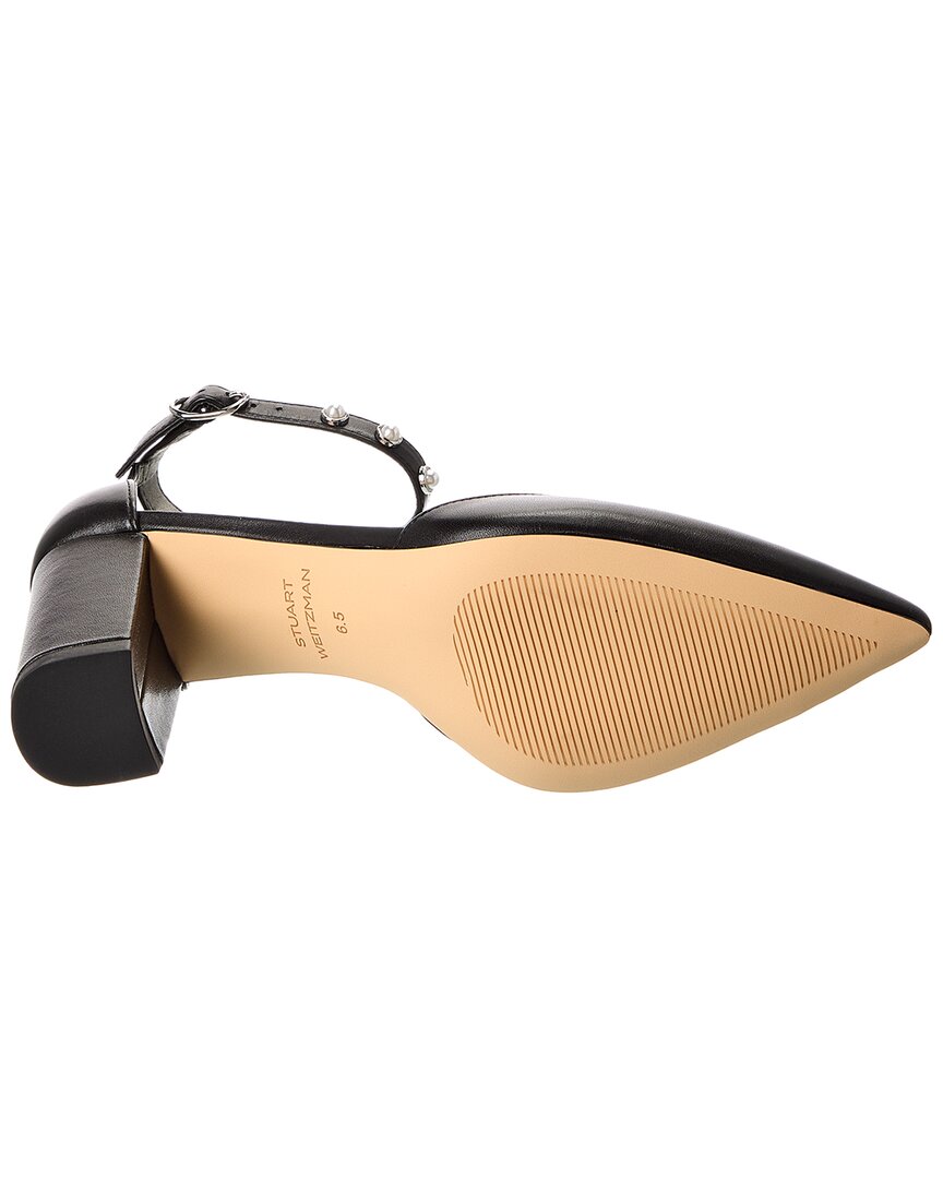 Стюарт Вайцман Pearl Strap Block 75 Кожаные туфли-лодочки Stuart Weitzman, черный — фото 4