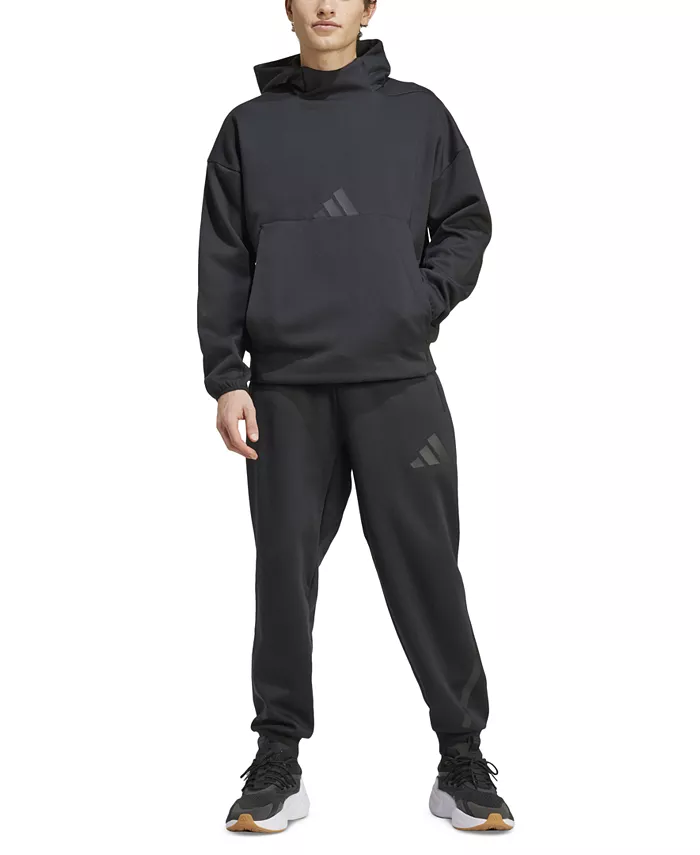 Мужские эластичные спортивные брюки Z.N.E. с кулиской и логотипом adidas, черный — фото 4