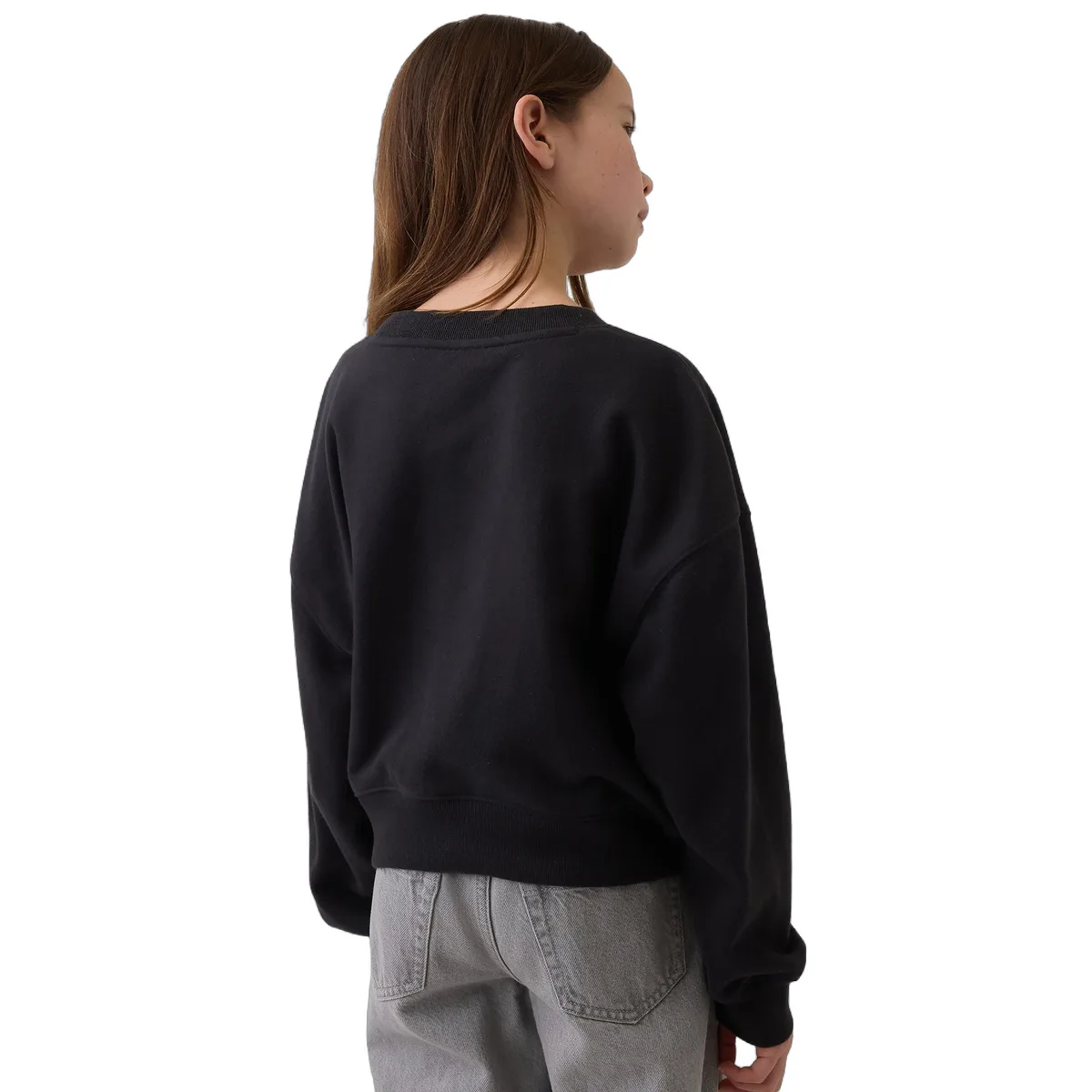 Детский свитшот Crew Neck Moderate GAP, светло-серый — фото 4