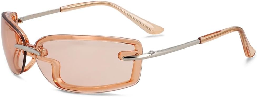 

Винтажные спортивные солнцезащитные очки для женщин, классический ретро-стиль, цветные зеркальные, без оправы, модные женские солнцезащитные очки без оправы KTUCN, C4brown