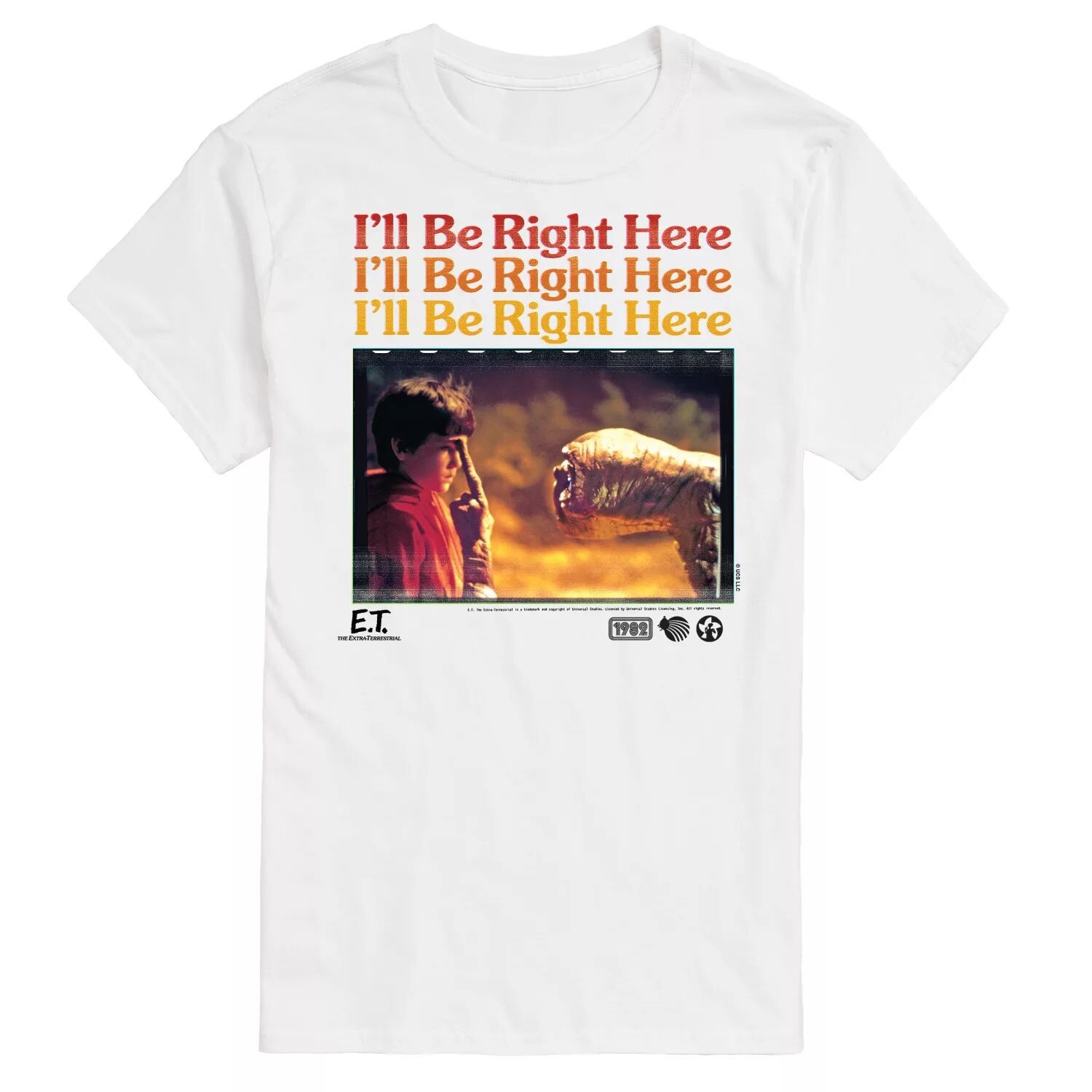 

Мужская футболка с рисунком ET I'll Be Right Here Licensed Character