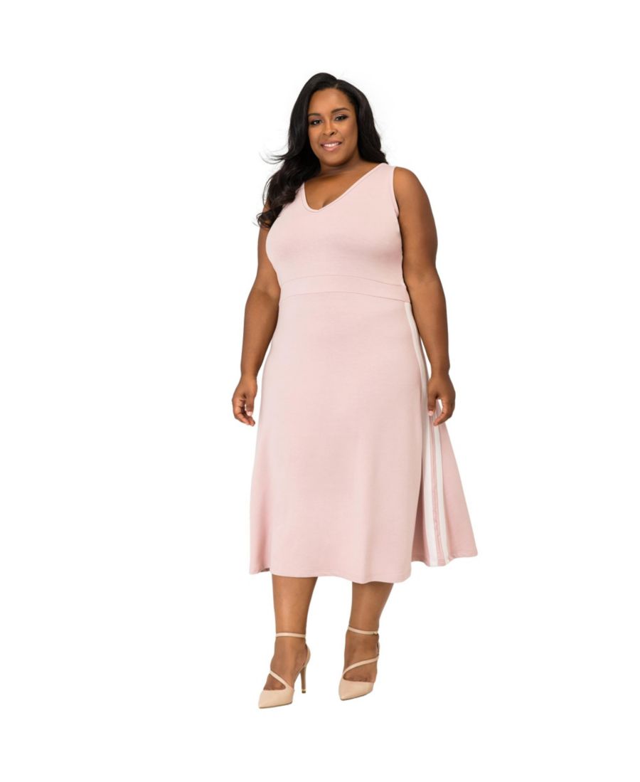 

Женское спортивное полосатое платье-миди А-силуэта больших размеров Poetic Justice, Mauve pink