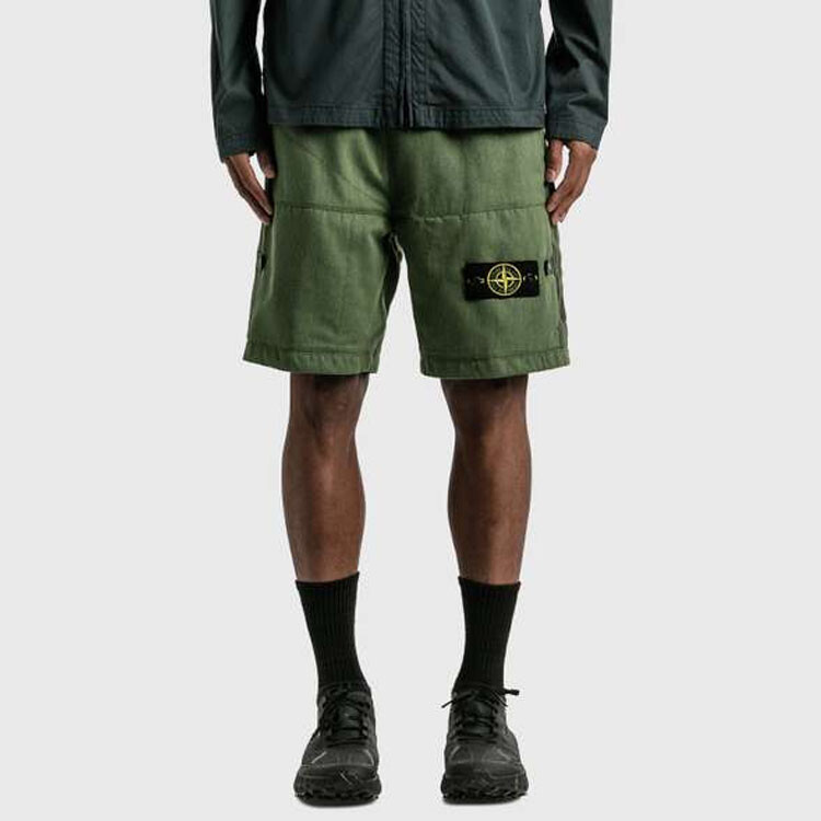 Повседневные шорты мужские оливково-зеленые Stone Island, оливково-зеленый — фото 3