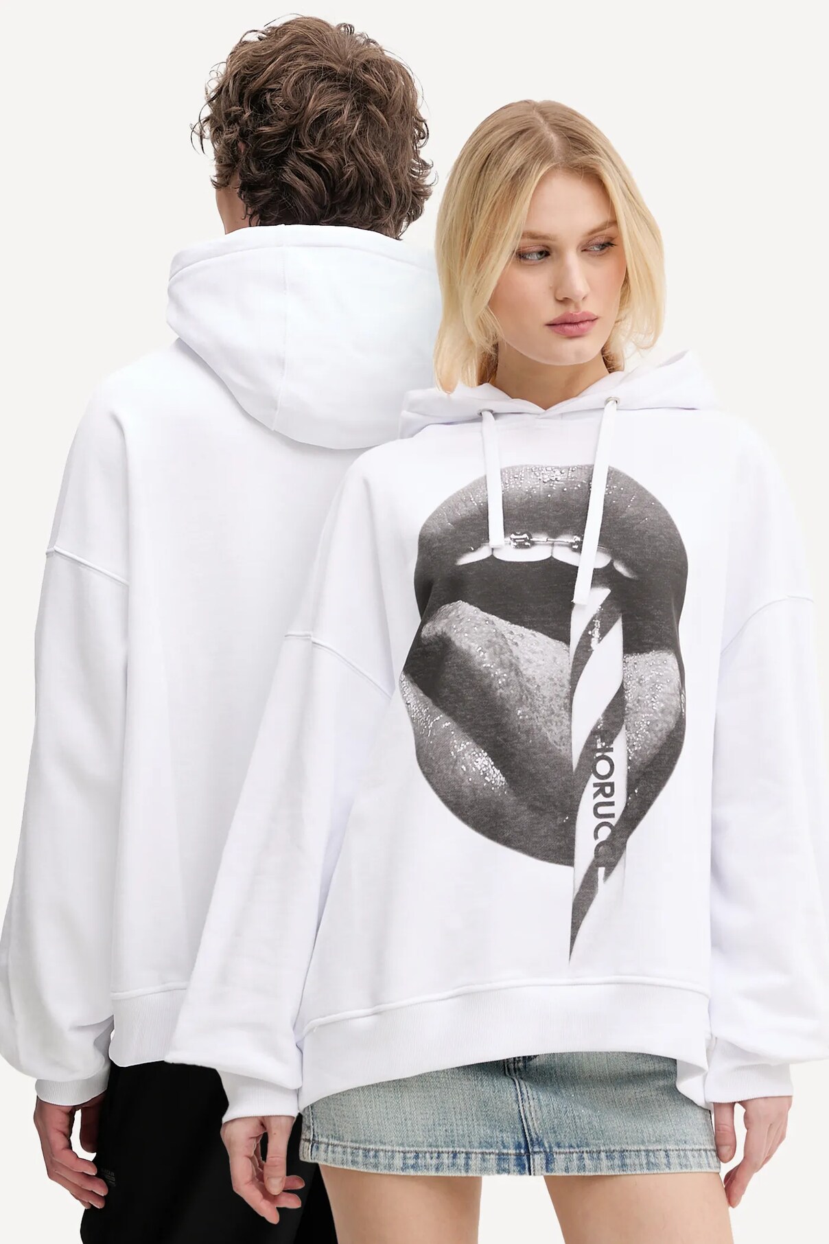 

Свободный крой толстовки с капюшоном Cotton Mouth Print Fiorucci, белый