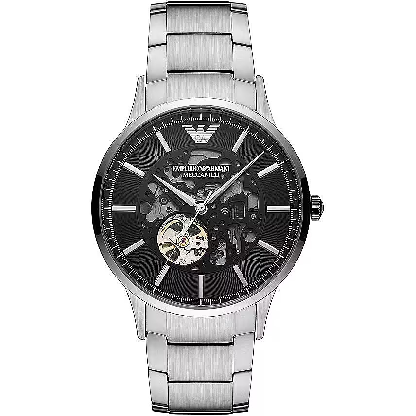 

Элегантные автоматические стальные часы Armani Emporio, серебряный