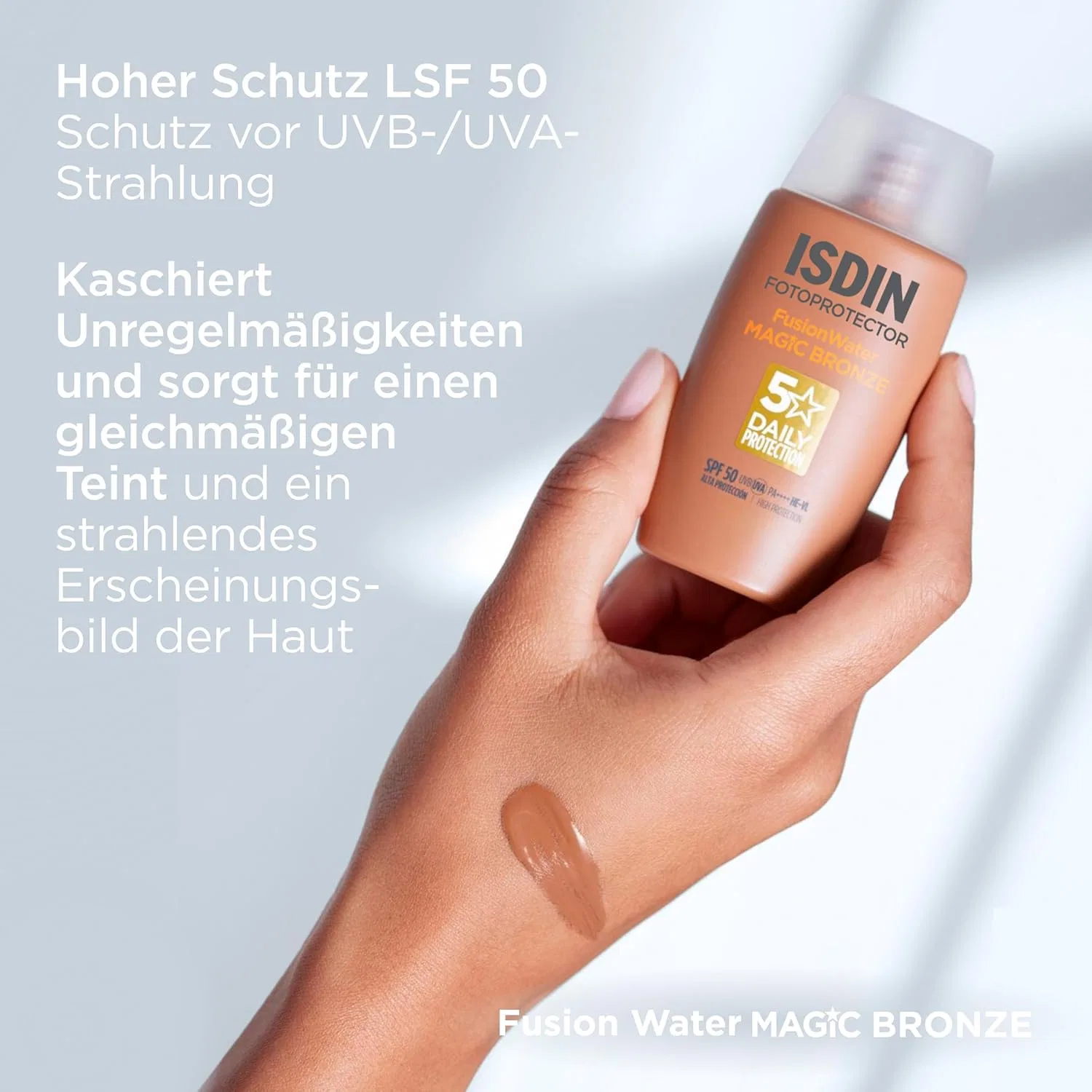 Тонирующий солнцезащитный крем для лица ISDIN Fusion Water Magic Colour Bronze SPF 50 Isdin — фото 4