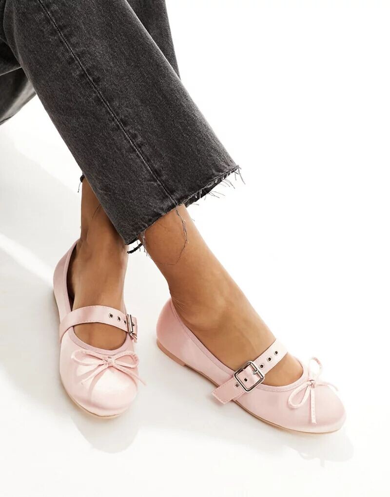 

Розовые атласные балетки Public Desire Madelyn